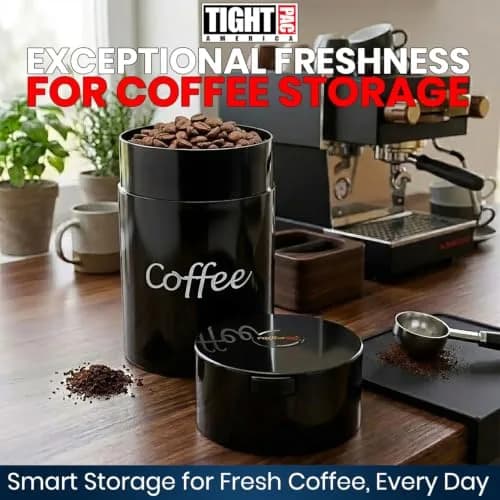 COFFEEVAC 1LB – Patented Airtight Container | Multi-use Vacuum Container for Coffee & Tea, Black with Logo thumbnail 2