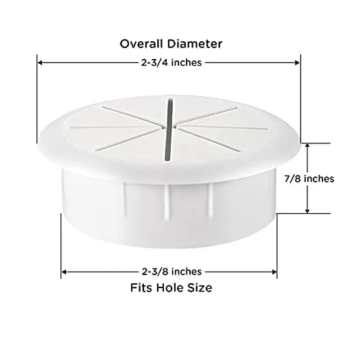 HYCC White 10 Pack Desk Grommet | Flexible Cable Organizer for Office & Computer (70-120 chars) thumbnail 4