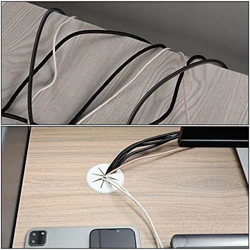 HYCC White 10 Pack Desk Grommet | Flexible Cable Organizer for Office & Computer (70-120 chars) thumbnail 6