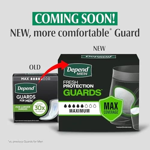 Depend Guards for Men Incontinence Pads Maximum Absorbency 104 Count (2 Packs of 52) | USA Imported, Duties Included thumbnail 3