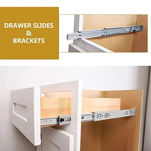Gobrico 14-Inch Full Extension Drawer Slides with Brackets, Soft Close, 35kg Capacity | 10 Pairs thumbnail 3