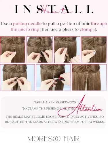 Moresoo Itip Human Hair Extensions 18 Inch | Natural Brown, Micro-Ring & Cold Fusion thumbnail 4