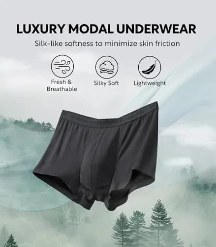 DAVID ARCHY Men's Modal Boxer Briefs Second Skin Trunks Underwear 3/4/7 Pack | Supportive, Breathable & Moisture-Wicking thumbnail 3