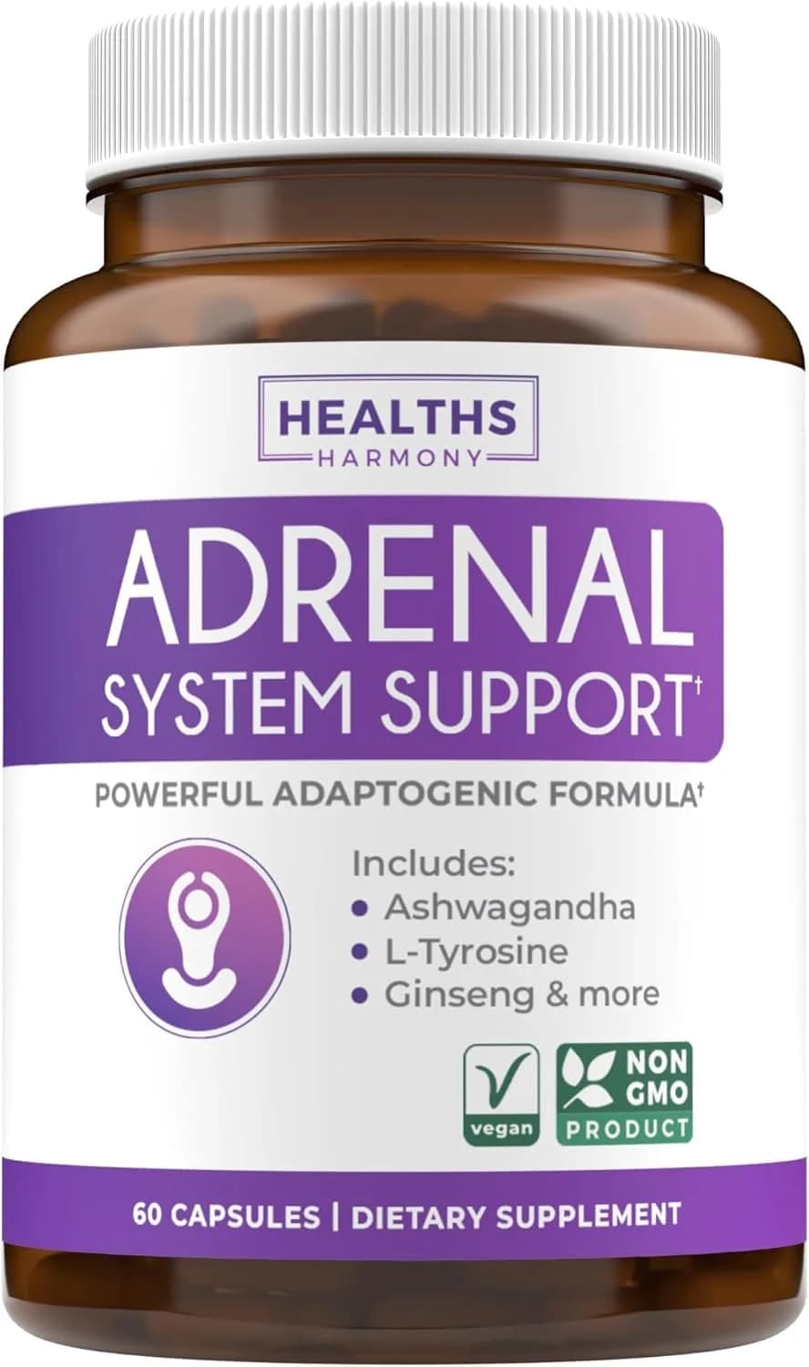 Healths Harmony Adrenal System Support & Cortisol Manager 60 Capsules | Maintain Stress & Cortisol Balance