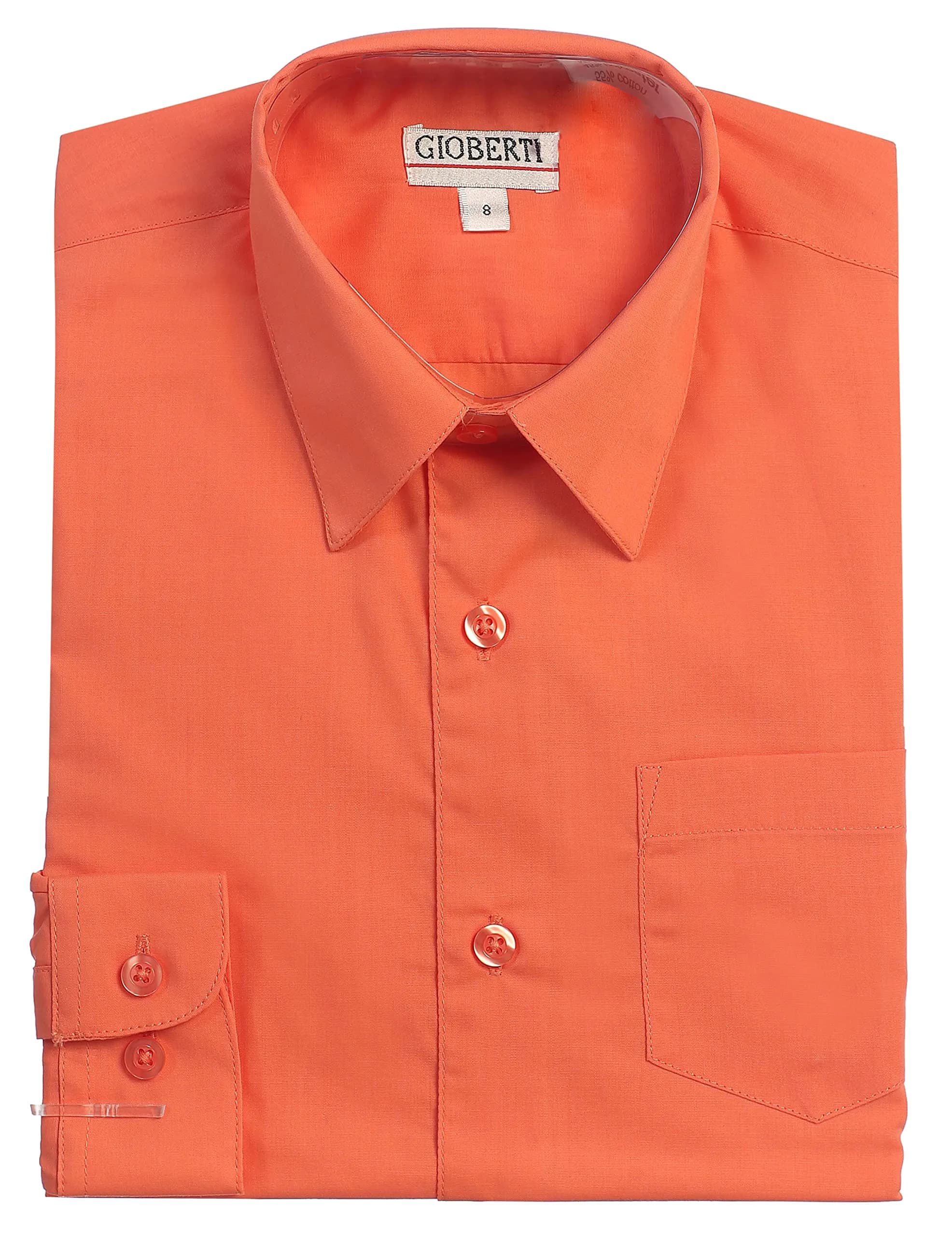 Gioberti Boys' Long Sleeve Dress Shirt Banana 10 | Classic Fall Style — Coral / 7