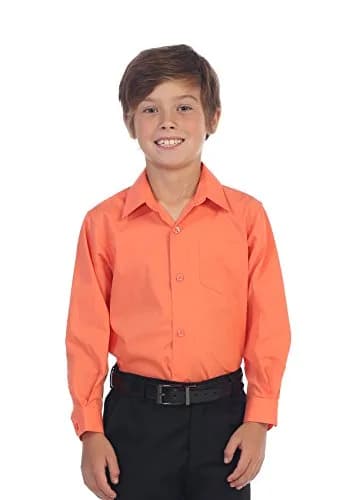 Gioberti Boys Long Sleeve Solid Dress Shirt, Coral, 7 | Classic Fit, All Year Wear thumbnail 2
