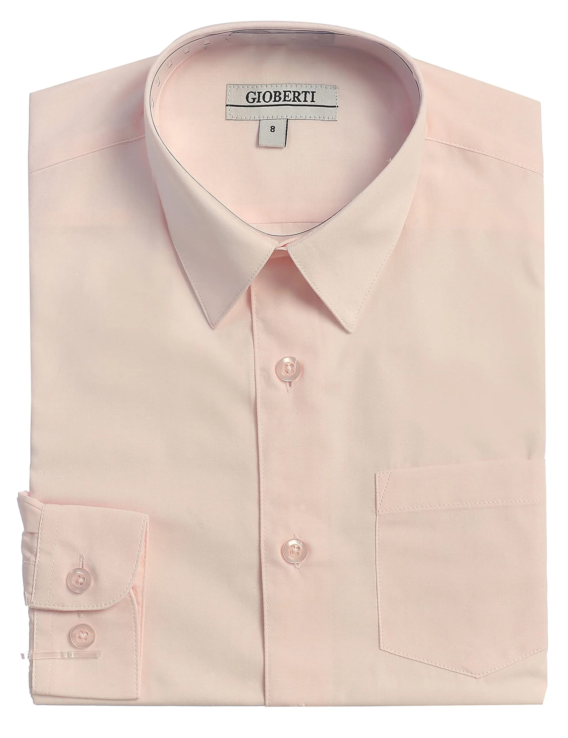 Gioberti Boys' Long Sleeve Dress Shirt Banana 10 | Classic Fall Style — Pink