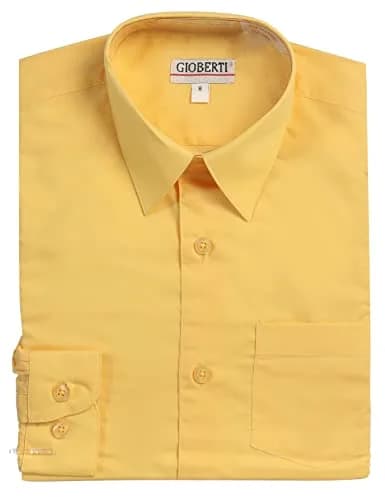 Gioberti Boys' Long Sleeve Dress Shirt Banana 10 | Classic Fall Style thumbnail 1