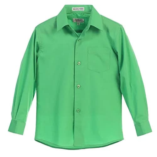 Gioberti Boys Long Sleeve Solid Dress Shirt, Green, 3T | Classic Fit, Cotton-Polyester Blend, Chest Pocket thumbnail 4