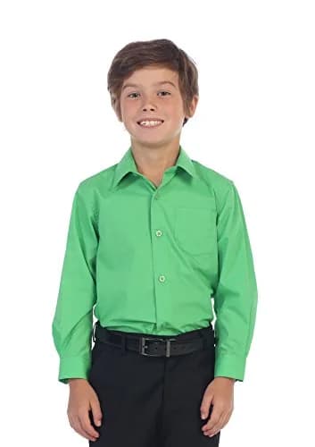 Gioberti Boys Long Sleeve Solid Dress Shirt, Green, 3T | Classic Fit, Cotton-Polyester Blend, Chest Pocket thumbnail 2
