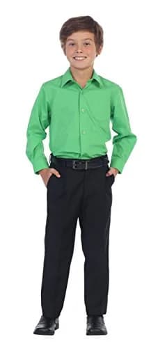 Gioberti Boys Long Sleeve Solid Dress Shirt, Green, 3T | Classic Fit, Cotton-Polyester Blend, Chest Pocket thumbnail 3