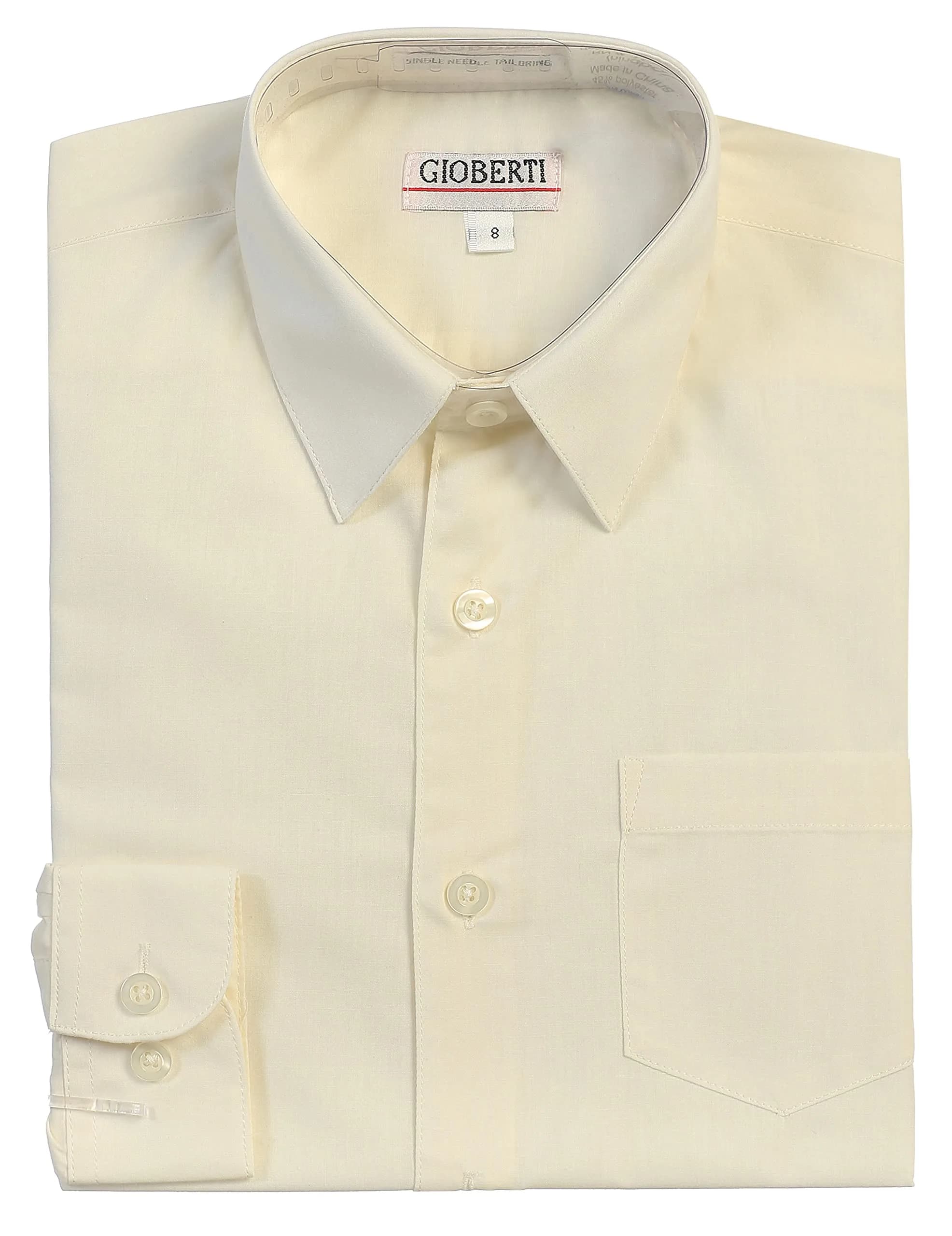 Gioberti Boys' Long Sleeve Dress Shirt Ivory 10 | Classic Fit, All Year Wear