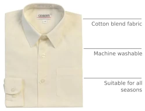 Gioberti Boys' Long Sleeve Dress Shirt Ivory 10 | Classic Fit, All Year Wear thumbnail 4