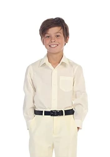 Gioberti Boys' Long Sleeve Dress Shirt Ivory 10 | Classic Fit, All Year Wear thumbnail 2