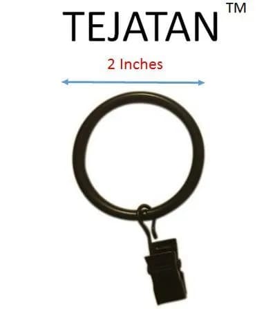 TEJATAN 2 Inch Metal Curtain Rings with Clips & Eyelets Set of 40 | Heavy Support & Durable Finish - main product image