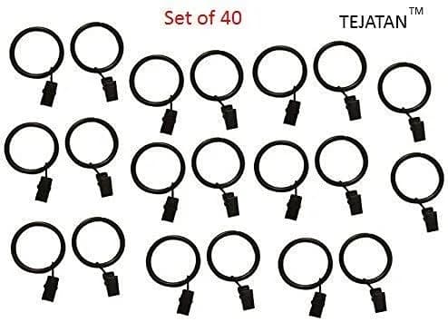 TEJATAN 2 Inch Metal Curtain Rings with Clips & Eyelets Set of 40 | Heavy Support & Durable Finish thumbnail 3