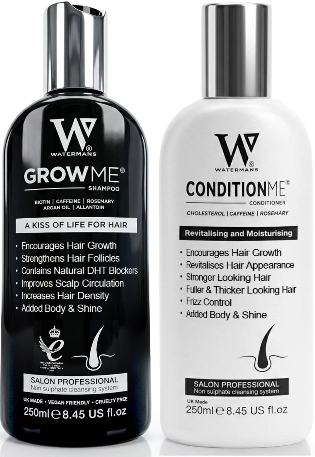 Watermans Hair Growth Shampoo & Conditioner 8.45 Fl Oz (2 Pack) | Supports Thicker, Fuller Hair