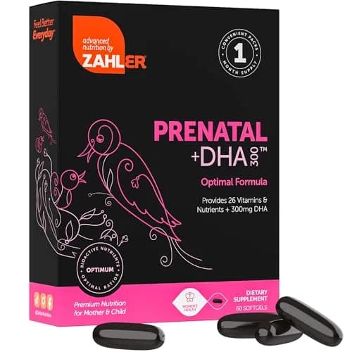 Zahler Prenatal +DHA 300 - Prenatal Vitamin with Methylated Folate & DHA for Pregnant Women - Support for Mom & Baby - 60 Softgels thumbnail 2