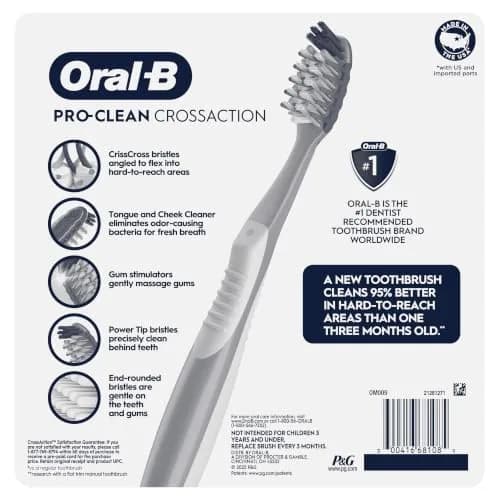 Oral-B Pro Clean Cross Action Toothbrushes, Deep Plaque Removal, 6 Count | Soft Bristles for Deep Clean & Gum Care thumbnail 8
