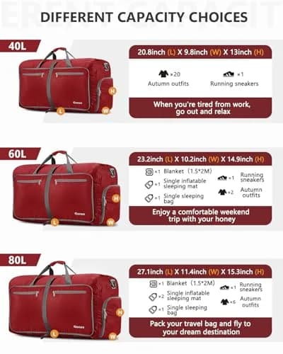 Gonex 60L Foldable Travel Duffle Bag with Shoe Compartment, Lightweight | 60L Capacity, Water-Resistant, Compact & Durable thumbnail 5