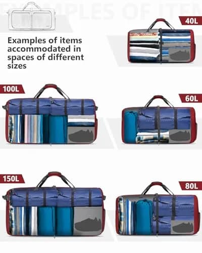 Gonex 60L Foldable Travel Duffle Bag with Shoe Compartment, Lightweight | 60L Capacity, Water-Resistant, Compact & Durable thumbnail 8
