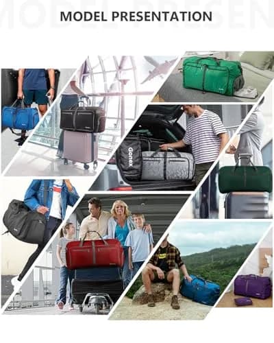 Gonex 60L Foldable Travel Duffle Bag with Shoe Compartment, Lightweight | 60L Capacity, Water-Resistant, Compact & Durable thumbnail 9