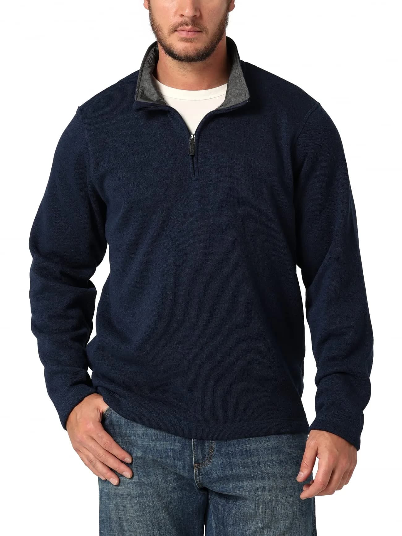 Wrangler Authentics Long Sleeve Fleece Quarter-zip, Mood Indigo, 3X-Large | Classic Warmth & Comfort for Men