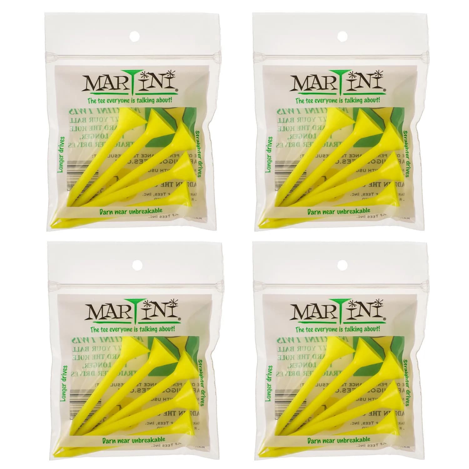 Martini Golf Tees 3 1/4" Yellow | Virtually Unbreakable & Longer Drives