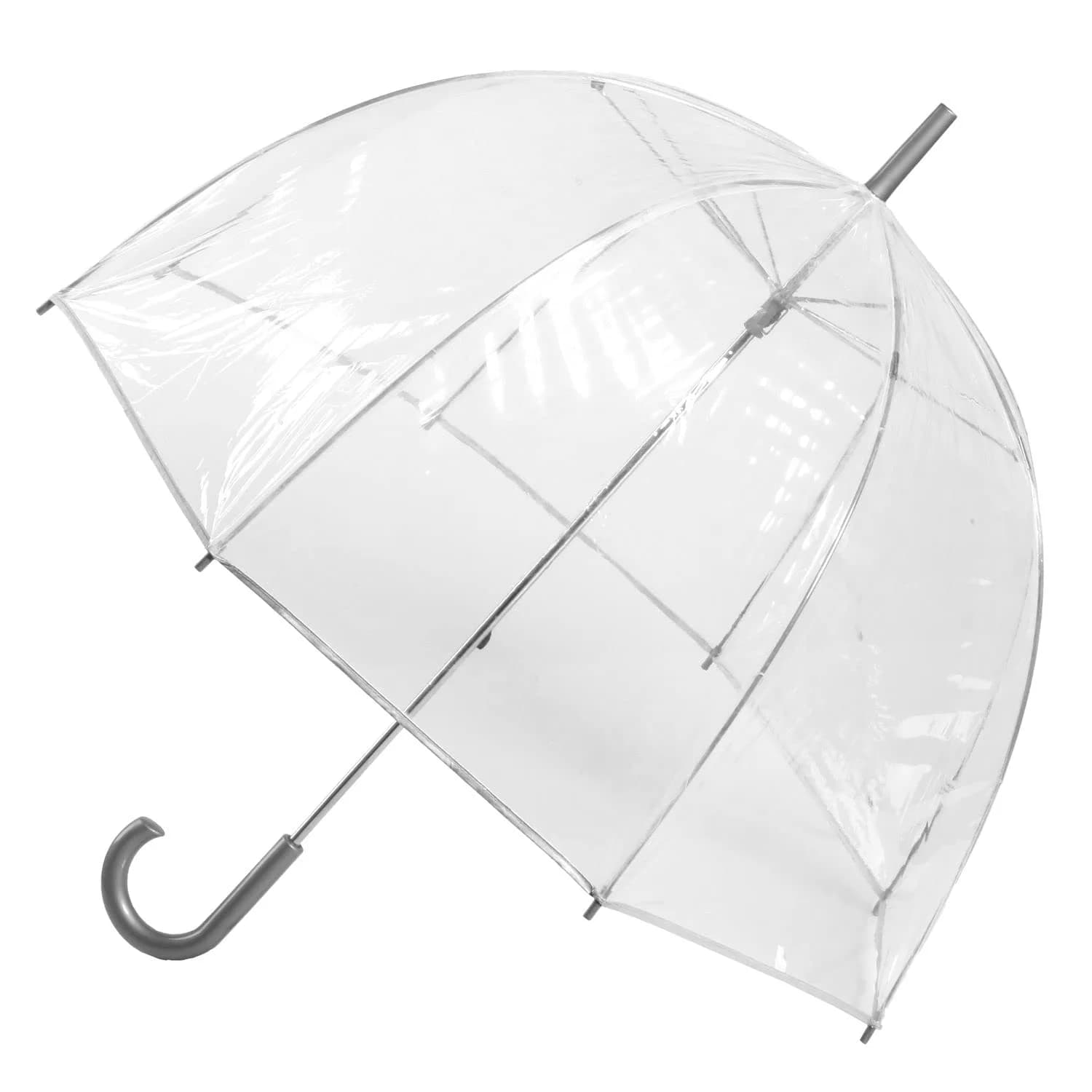 totes Signature Clear Bubble Umbrella 51" Arc | Auto Open Windproof Stick Umbrella — Clear Grey Handle - 1Pk