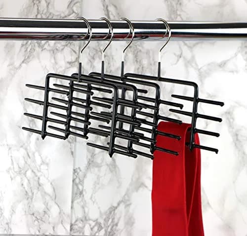 MAWA Clothes Hanger Set of 2 | Space Saving Non-Slip Design, 16 Tie Capacity, Black thumbnail 3