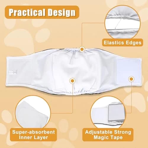Teamoy Male Dog Belly Band Reusable Wrap Diapers 3 Pack X-Small 7"-9" Waist | Washable Puppy Belly Bands for Male Dogs thumbnail 2