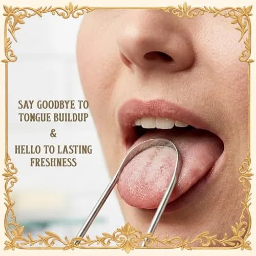 mastermedi Stainless Steel Tongue Scraper 2 Count (Pack of 1) | Reduces Bad Breath, Enhances Taste thumbnail 9