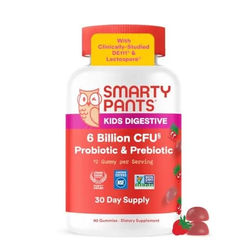 SmartyPants Kids Probiotic & Prebiotic Gummies Strawberry 60 Count (30 Day Supply) | Clinically Studied for Digestive Health & Immune Support thumbnail 1