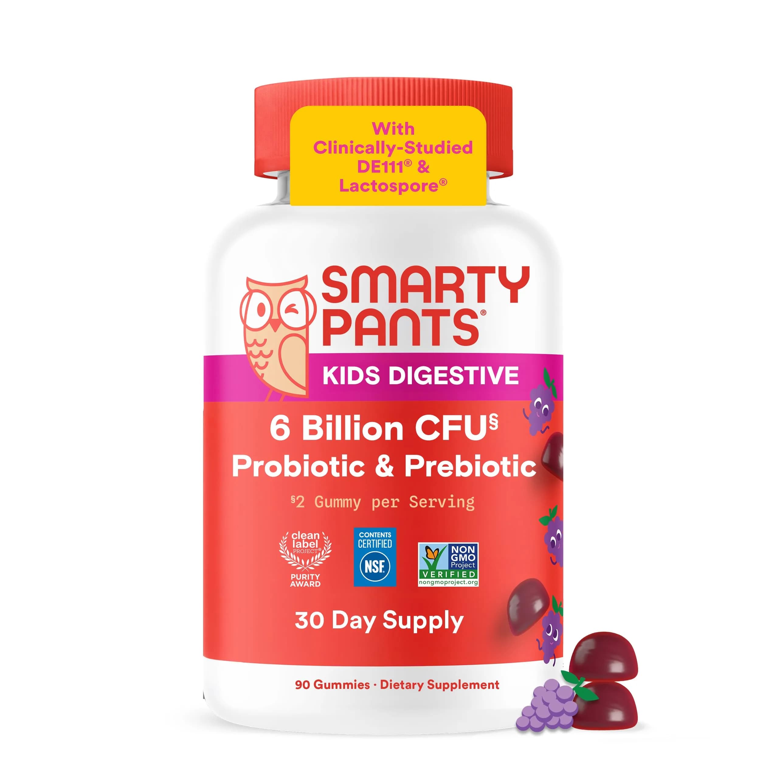 SmartyPants Kids Probiotic Gummies for Digestive Health 30 Count (2 Billion CFU) | Clinically Studied Probiotic for Gut Health & Immune Support — Kids