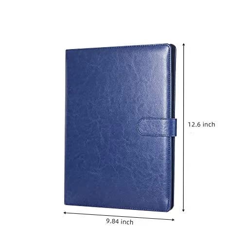 Mymazn Blue Faux Leather Padfolio Clipboard Folder Portfolio with Cover for A4 & Letter Size Refillable Writing Notepad | Holds 50 Sheets thumbnail 2