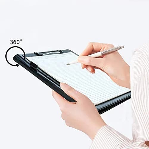 Mymazn Black Faux Leather Padfolio Clipboard Folder Portfolio with Pen Holder for Letter Size A4 Writing Pad | Professional Business & Office Organizer thumbnail 6