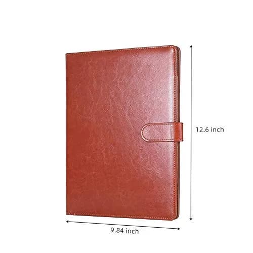 Mymazn Faux Leather Padfolio with Clip for Letter & A4 Size, Brown | Professional Business Organizer thumbnail 2