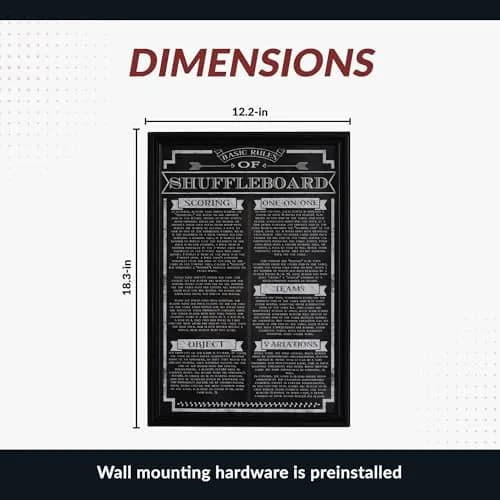 Hathaway Shuffleboard Rules Wall Art, Black | Stylish Game Room Decor with Official Rules thumbnail 2