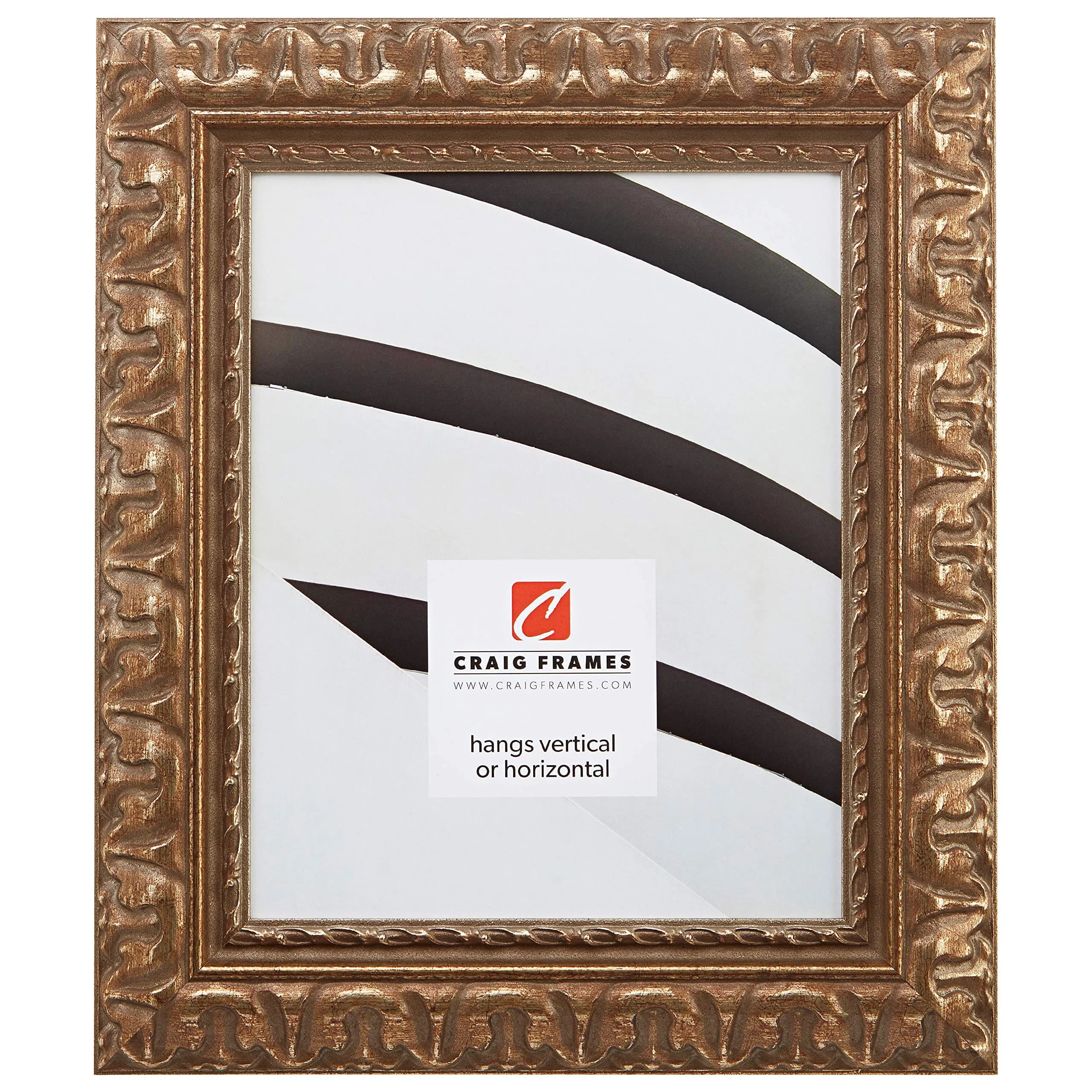 Craig Frames 10x13 Ornate Antique Gold Picture Frame with Glass & Sawtooth Hangers | Vintage Baroque Decor