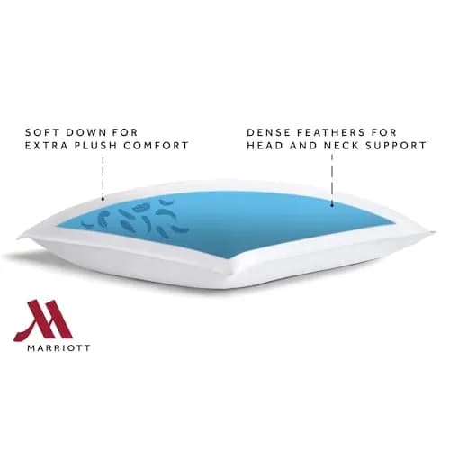 Marriott Luxury Hotel Pillows Queen Size Feather & Down Pillow 2-Pack | Hypoallergenic & Machine Washable thumbnail 4
