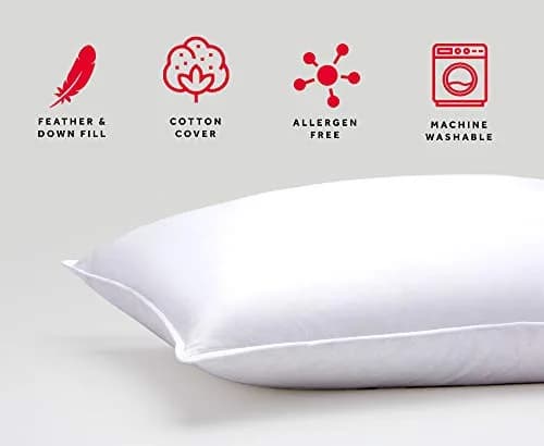 Marriott Luxury Hotel Pillows Queen Size Feather & Down Pillow 2-Pack | Hypoallergenic & Machine Washable thumbnail 3