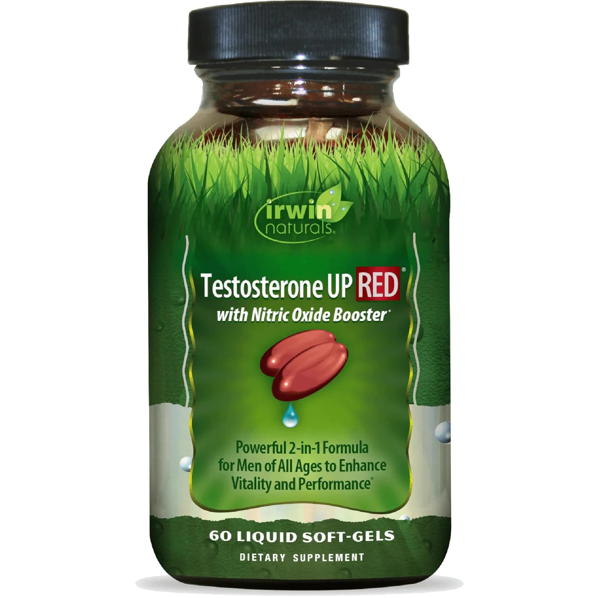 Irwin Naturals Testosterone UP RED with Nitric Oxide Booster | 60 Count (Pack of 1) Softgels