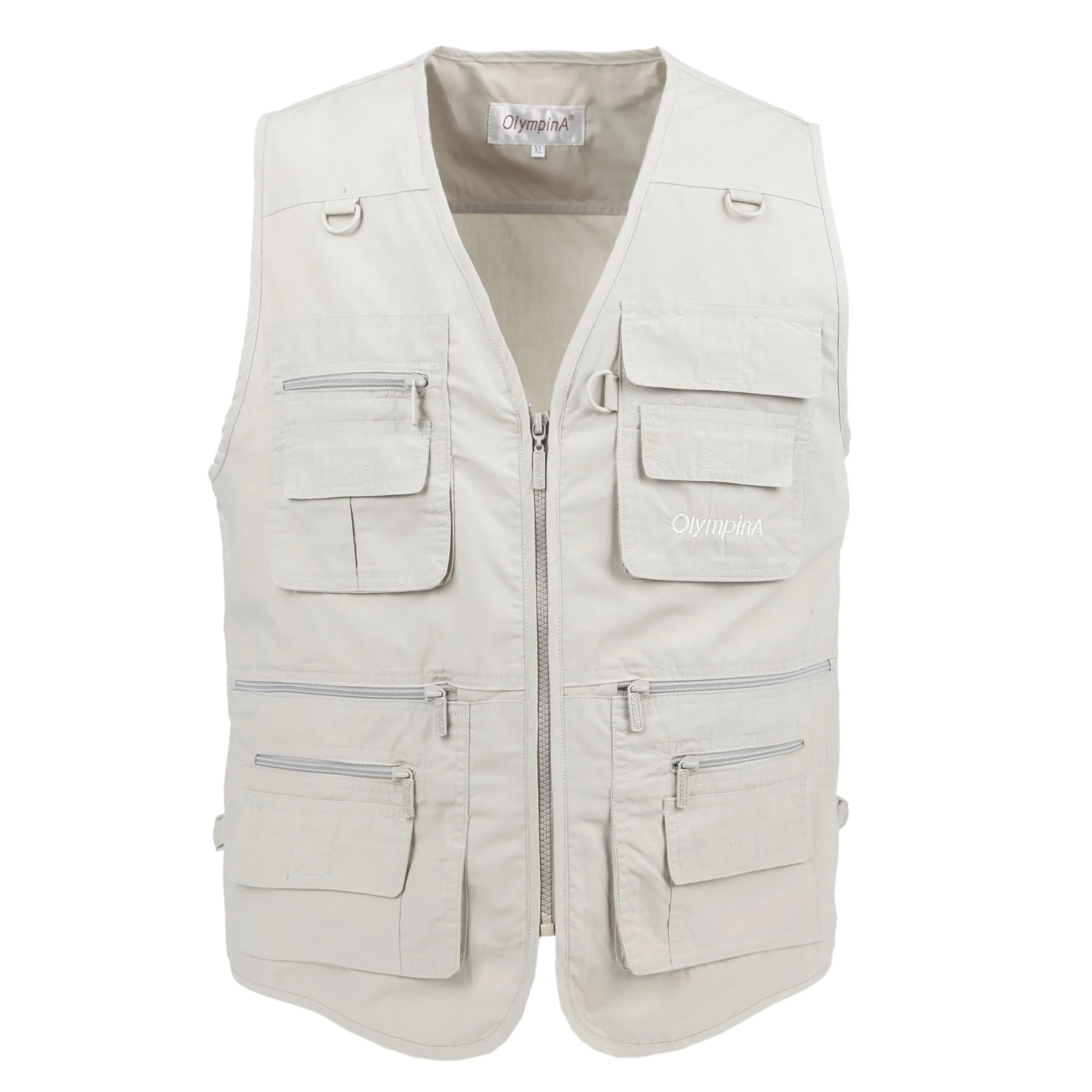 LUSI MADAM Men's Poplin Outdoors Travel Sports Multi-Pockets Work Fishing Vest 3X-Large Coffee | Utility & Comfort — Pale Cyan / XX-Large