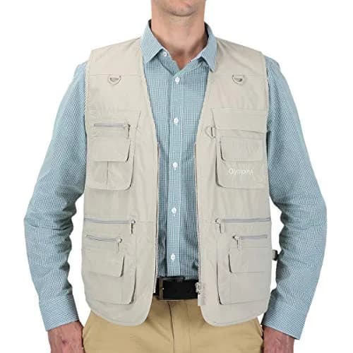 LUSI MADAM Men's Poplin Outdoors Travel Sports Multi-Pockets Work Fishing Vest XX-Large Pale Cyan | Utility & Comfort thumbnail 2