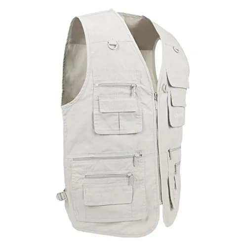 LUSI MADAM Men's Poplin Outdoors Travel Sports Multi-Pockets Work Fishing Vest XX-Large Pale Cyan | Utility & Comfort thumbnail 3