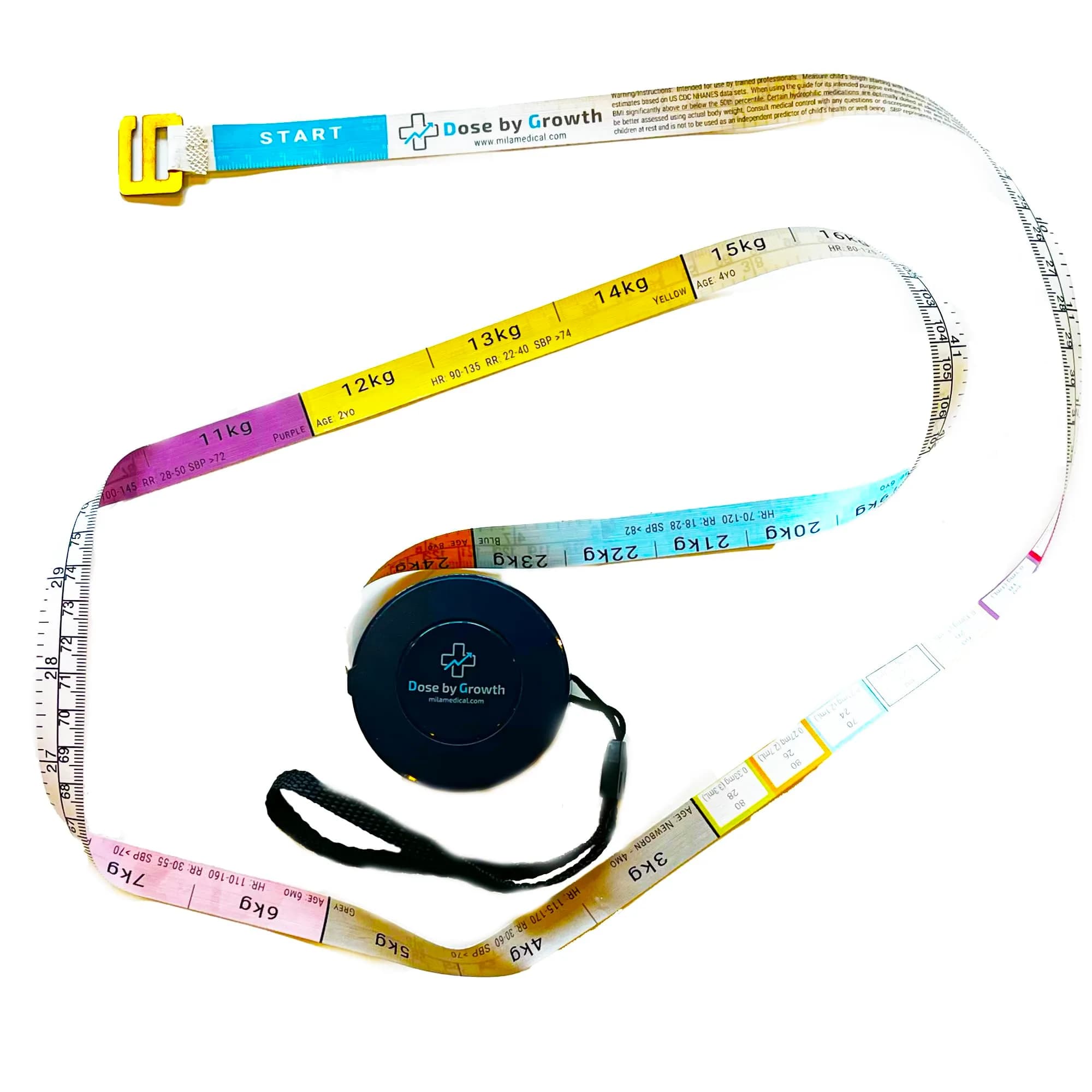 Dose By Growth Pediatric Emergency Length-Based Tape 1.5m (4.9ft) | Broselow Compatible for Accurate Emergency Dosing