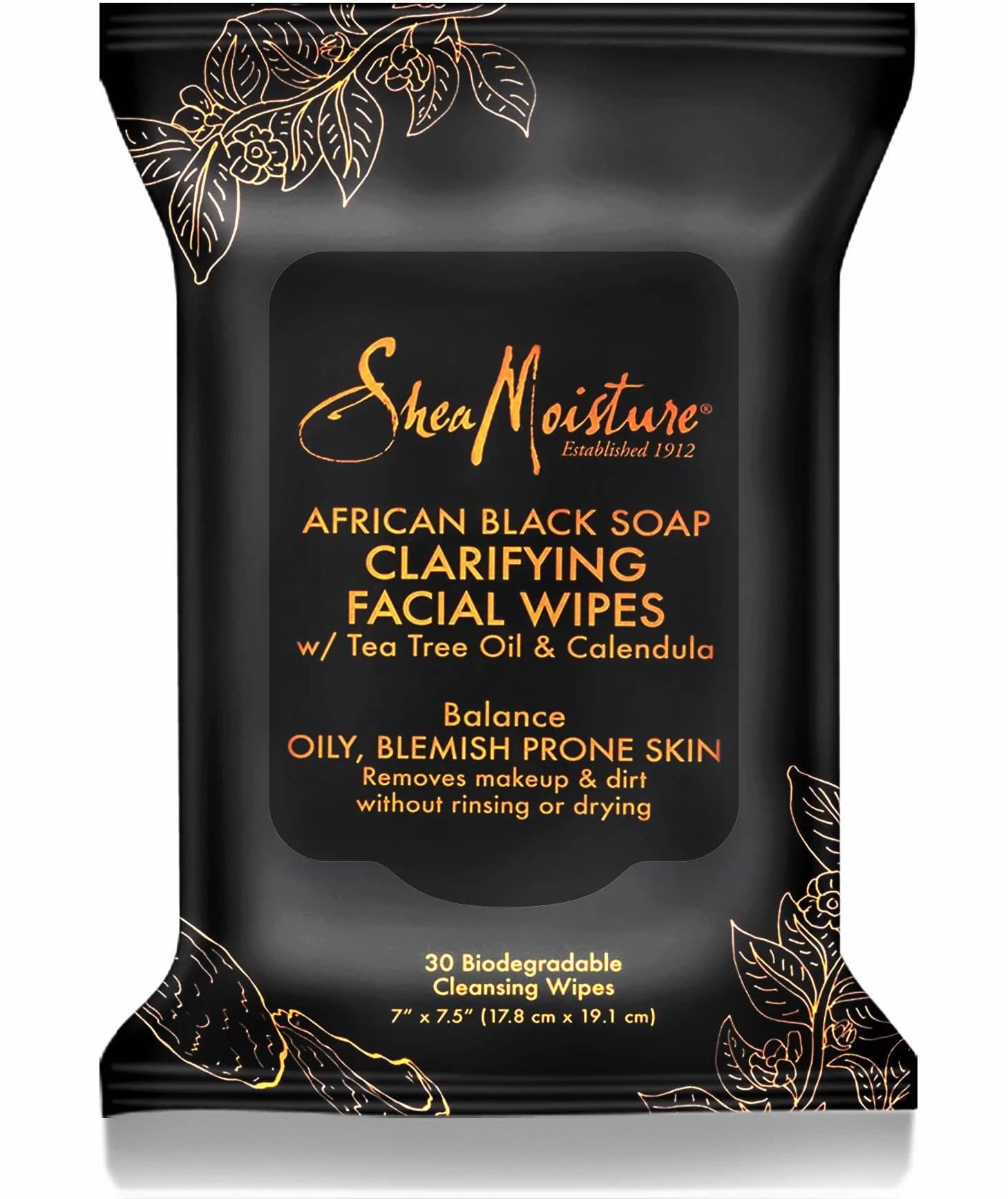 SheaMoisture African Black Soap Clarifying Facial Wipes 30 Count | For Oily, Blemish-Prone Skin — African Black Soap