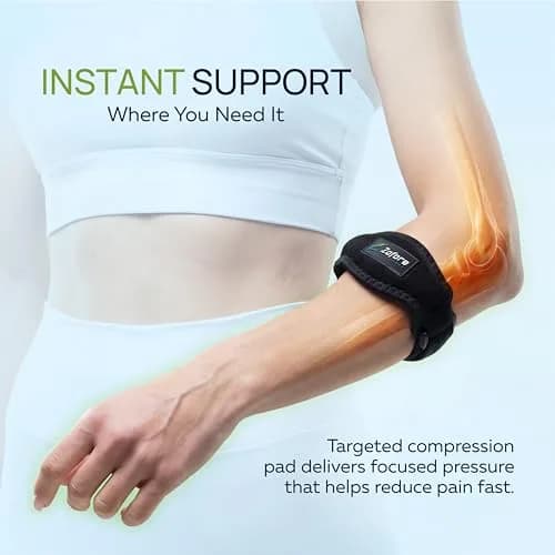 ZOFORE SPORT Tennis Elbow Brace With Compression Pad | Effective Pain Relief for Men & Women (One Size, Black) thumbnail 3