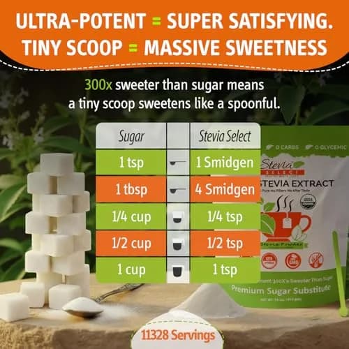 Stevia Select Organic Stevia Powder Sugar Free Plant Based Stevia Sweetener 454g (16 Oz) | Pure Stevia Extract No Additives Zero Calorie thumbnail 4