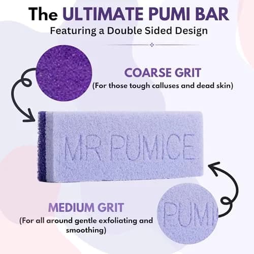 Mr. Pumice Ultimate PUMI Bar 2-in-1 Dual Grit (Medium + Coarse) Callus Remover for Feet & Heels | 4 Pack thumbnail 2